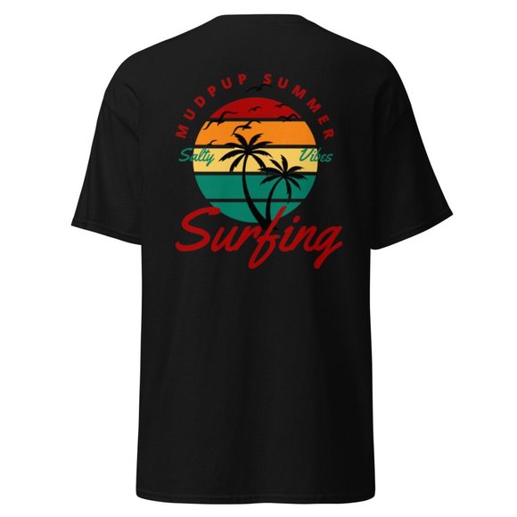 MUDPUPs Summer Surfing T-Shirt - Salty Vibes - Retro Graphic Tee - Gift for Surf - Picture 9 of 11